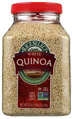RiceSelect White Quinoa jar front view for versatile gluten-free meals.