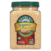 RiceSelect Organic Pearl Couscous jar shows premium Israeli-style pearls for quick meals.