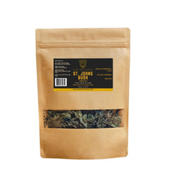 Rich Sol Foods St. John’s Bush tea packaging highlights hormone balance and natural wellness.