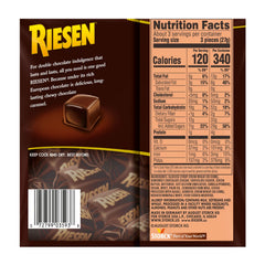 Riesen chewy chocolate caramel three-pack on display offers convenient shared snacking