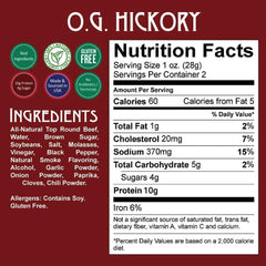 Righteous Felon OG Hickory jerky close-up, smoky aroma hints for savory cravings.