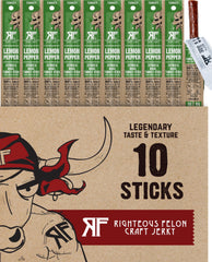 Righteous Felon Lemon Pepper Turkey Stick ready for a quick protein boost on the go.