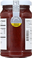 Closeup of organic strawberries in Fiordifrutta jar from Rigoni di Asiago