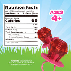 Ring Pop Colorfest Pink wearable ring displays a glossy pink candy gem for parties