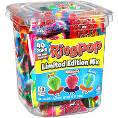 Ring Pop individually wrapped pops easy to tuck into lunchboxes and on-the-go.