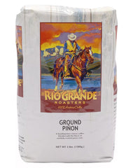 Rio Grande Roasters Pinon ground coffee bag highlighting freshness for a rich morning brew