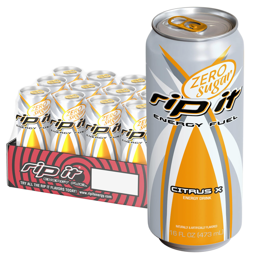 Rip-It Citrus X Zero Sugar 16oz can for an energizing workout boost