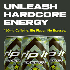 Rip-It Tribute twelve-pack photo, convenient energy for on-the-go missions.