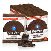 Rip Van Wafels Chocolate Brownie Stroopwafels pack shot showing a low-sugar, healthy snack option