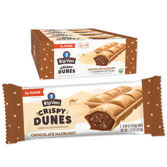 Rip Van Wafels Crispy Dunes wafer stick with indulgent hazelnut chocolate flavor