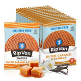 Rip Van Wafels gluten-free stroopwafel packaging for on-the-go snacking.