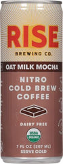 Rise Brewing Co organic nitro coffee mocha latte, versatile on-the-go option for desserts or quick coffee