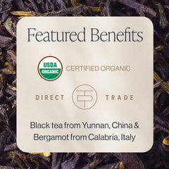 Rishi Tea bergamot-oil aroma highlighting citrus lift for afternoon tea