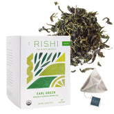 Rishi Tea Earl Green sachet ready to brew for a fragrant lift.