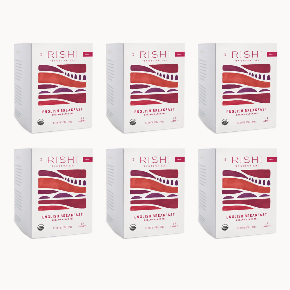 Rishi Tea English Breakfast sachet pack ready for convenient home brewing