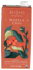 Rishi Tea Masala Chai concentrate bottle pour for a quick flavor boost.