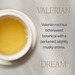 Close-up shows valerian root and cardamom in a comforting herbal blend.