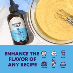 Rising Star Organic Vanilla Paste label highlights organic, additive-free quality.