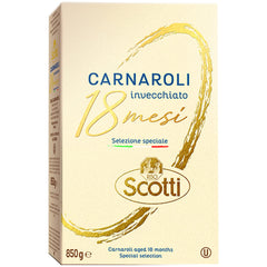 Riso Scotti premium Carnaroli rice bag ready for authentic risotto