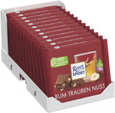 Ritter Sport variety rum grape nut bars in a colorful pack, ideal gift or snack.