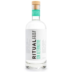 Ritual Zero-Proof gin bottle front for easy cocktail crafting.