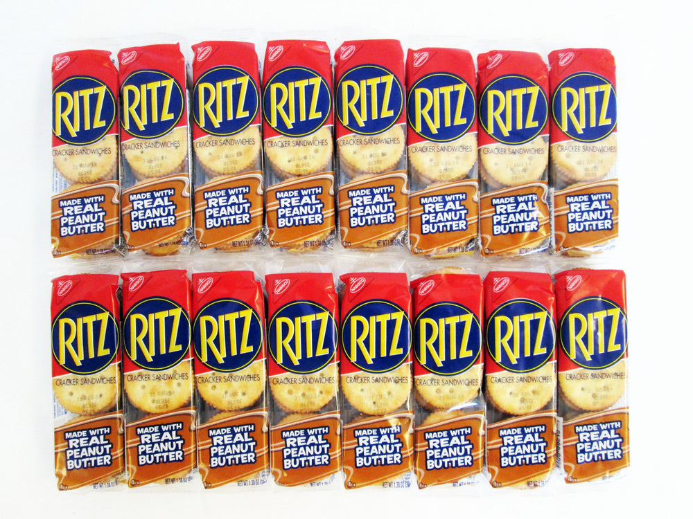 Ritz Cracker Sandwiches front view highlights real peanut butter for on-the-go snacking.