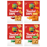 RITZ Toasted Chips 4-pack packaging, ideal for sharing at gatherings.