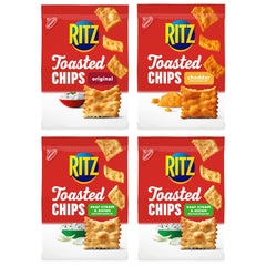 RITZ Toasted Chips 4-pack packaging, ideal for sharing at gatherings.