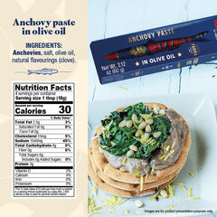 Rizzoli Mangiar Bene anchovy paste on a crostini for quick flavor boost.