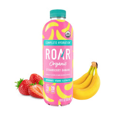 ROAR Complete Hydration bottle label shows vitamins C, B5, B12 for daily nourishment