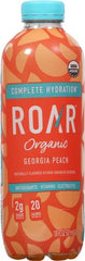 ROAR Georgia Peach Organic hydration bottle pour showing peachy flavor and vitality