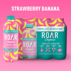 ROAR Organic coconut-water base bottle emphasizes natural hydration and clean taste
