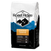 Roast Ridge coconut caramel bag highlights premium flavor infusion for home brewing