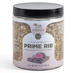 Rodelle Prime Rib Seasoning bottle front for beef flavor enhancement