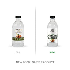 Rodelle Almond Extract bottle pour demonstrates precise, small-drop flavor control.