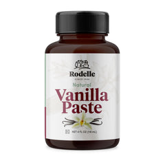 Rodelle Vanilla Paste bottle close-up for rich aroma in desserts