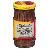 Roland anchovies in olive oil jar front for pantry-ready umami