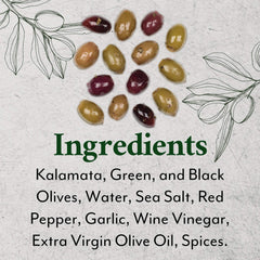 Roland Foods Greek Olive Mix with black olives, bold flavor for boards.