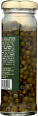 Roland Foods green peppercorns close-up, plump and brined