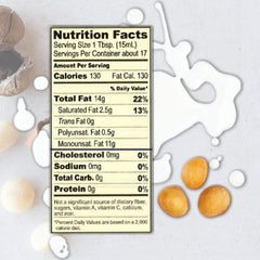 Roland Foods Macadamia Oil being poured, suitable for high-heat frying.