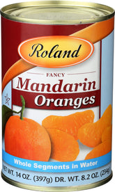 Roland Foods mandarin orange segments in water, perfect for bright salads.