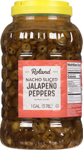 Roland Foods nacho sliced jalapeños in bulk jar add heat to nachos
