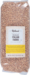 Roland Foods Pearled Farro bag on counter showing quick-cook grain ideal for weeknight meals