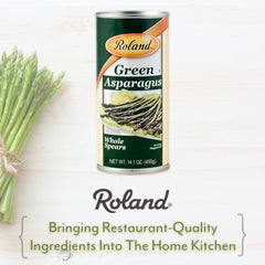 Roland Foods ready-to-eat green asparagus, cold or warmed as a side.