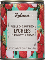 Roland Lychees in heavy syrup, whole fruit ready to eat from the can.
