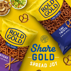 Rold Gold Selects dipping into hummus highlights bold coating.