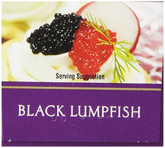 Romanoff Black Lumpfish caviar serving on spoon for tasting