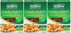Ronzoni Garden Delight tricolor penne rigate, vibrant pasta ready to pair with your favorite sauce.