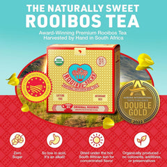 Hot cup scene with ROOIBOS ROCKS tea, a comforting, caffeine-free ritual.