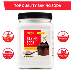 Pouring Roots Circle Baking Soda showing easy-use texture for cooking